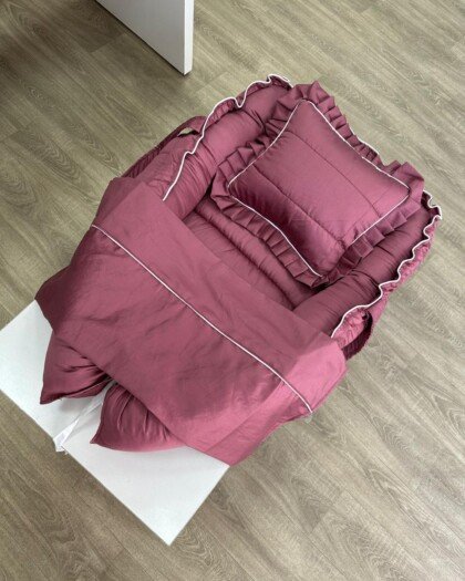 Pack 3 articles en coton couleur prune
