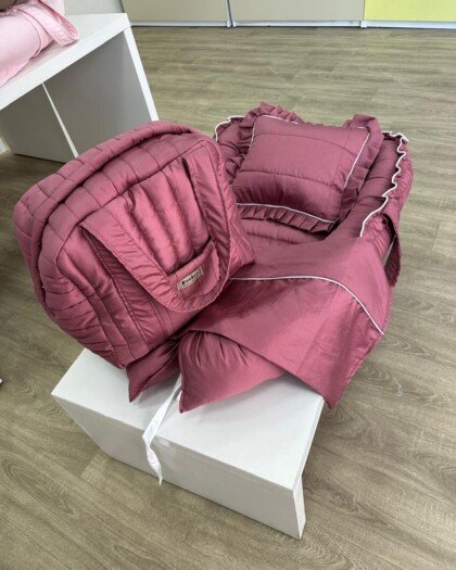 Pack 4 articles en coton couleur prune